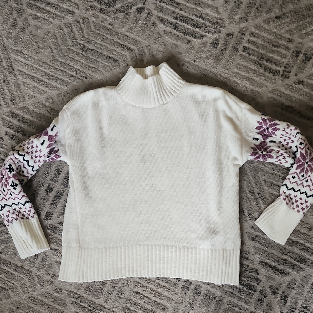 Christian Siriano White and Purple Women's High Neck Sweater